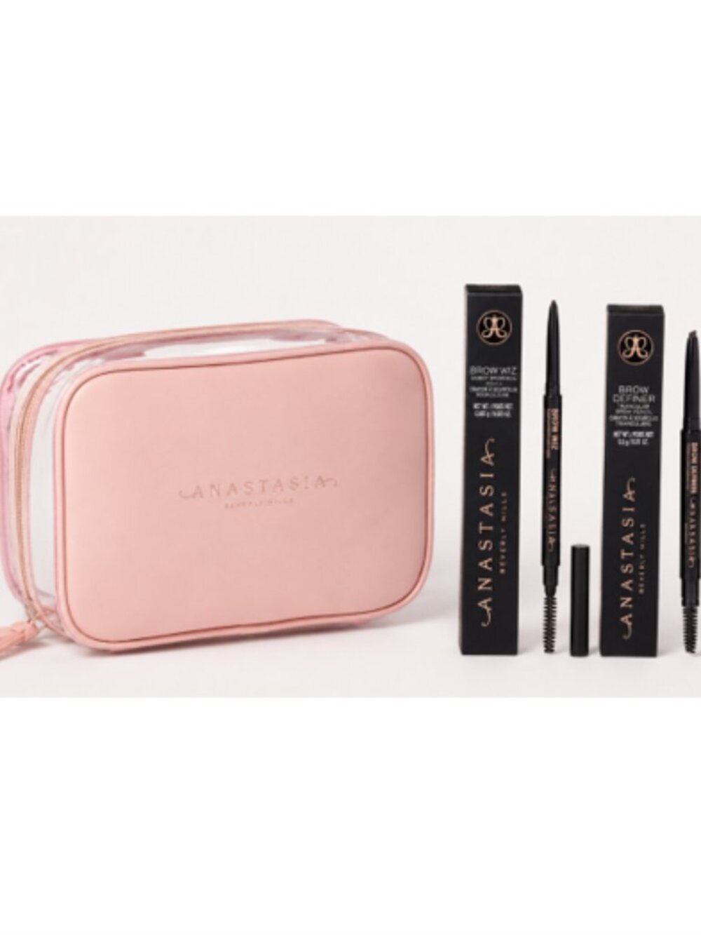 Anastasia Beverly Hills Brow Essentials 3 Piece Bundle + Pink Cosmetic Pouch